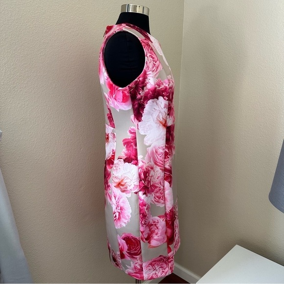 Calvin Klein Floral Peonies Sheath Sleeveless Midi Dress - Picture 4 of 11